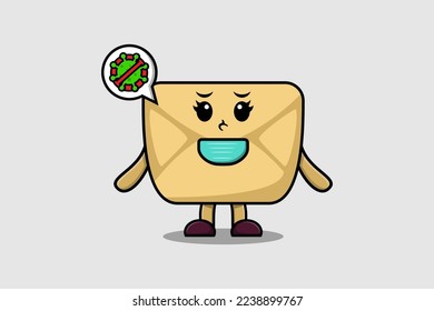 Ilustración de dibujos animados Cuadros Sobre con máscara para prevenir el virus en un diseño de estilo moderno lindo