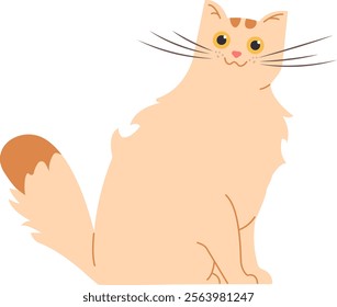 Cute cartoon illustration of a ginger cat sitting with its tail up, showing a happy expression, perfect for children s books, pet products, or any project needing a touch of feline charm