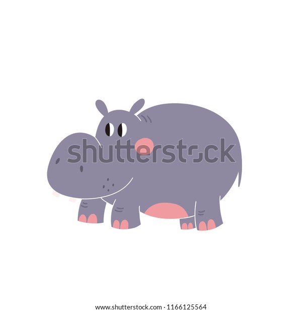 Cute Cartoon Illustration Hippopotamus Character Snail Stock Vector ...