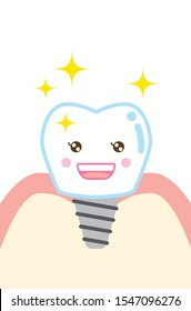 cute cartoon illustration implant tooth
