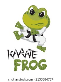 Cute cartoon illustration of karate frog character