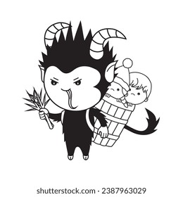 Cute cartoon illustration of Krampus