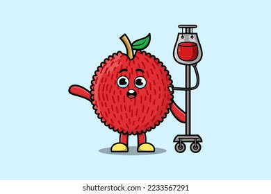 Ilustración de dibujos animados de Lychee con transfusión de sangre y diseño de estilo moderno adorable