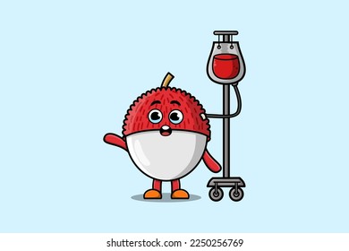 Ilustración de dibujos animados de Lychee con transfusión de sangre y diseño de estilo moderno adorable