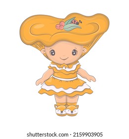 Cute cartoon illustration of mushroom character. Vector illustration of a cute character. Cute little illustration for kids, fairy tales, covers, baby shower invitation, textile t-shirt, baby book.
