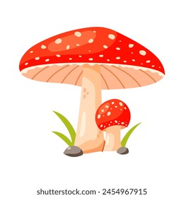 Cute cartoon illustration of a mushroom isolated on a white background