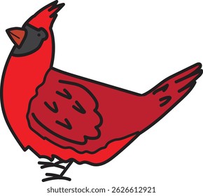 cute cartoon illustration of a nothern cardinal
