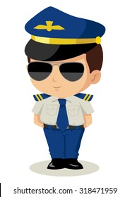 Cute Cartoon Illustration Of A Pilot
