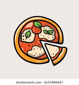 Cute cartoon illustration of Pizza