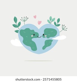 Cute Cartoon Illustration of Planet Earth. Perfect for Earth Day and Climate Awareness.