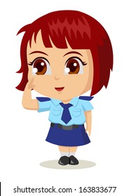 Cute cartoon illustration of a policewoman