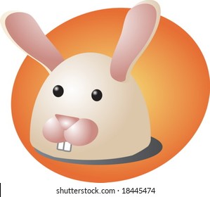 Ilustración de dibujos animados de una cabeza de conejo