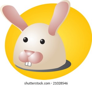 Cute cartoon illustration of a rabbit head