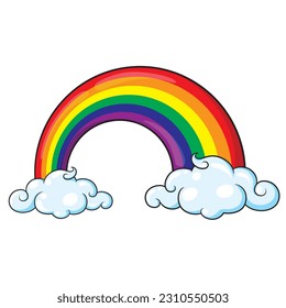 Cute cartoon illustration of a rainbow with two clouds.