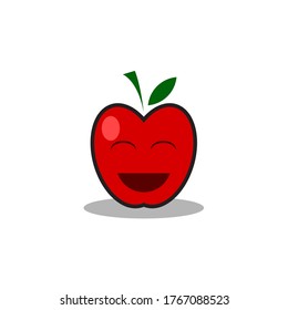 cute cartoon illustration of a Red apple with a white background. vector illustration with flat design style