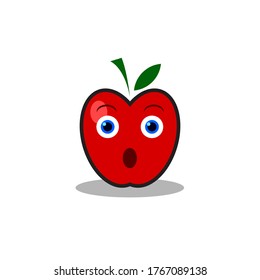 cute cartoon illustration of a Red apple with a white background. vector illustration with flat design style