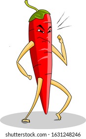 cute cartoon illustration of red chili being angry, perfect for your illustration design