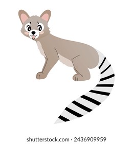 Cute cartoon illustration of ringtail cat. American endemic animal