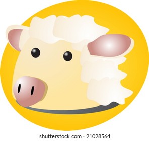 Cute cartoon illustration of a sheep head