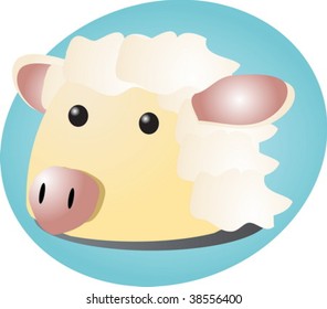 Cute cartoon illustration of a sheep head