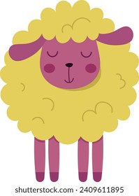 tierno dibujo de dibujos animados - amarillo y rojo ovino. Diseño para niños, niñas, niños. Diseño de caracteres. ilustración vectorial