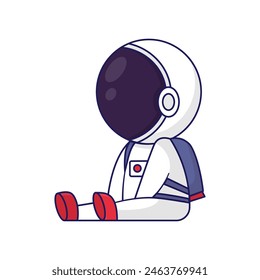 Linda ilustración de dibujos animados de sentarse astronauta.