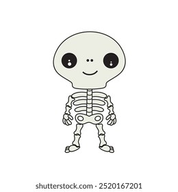 Linda ilustración de dibujos animados de un esqueleto