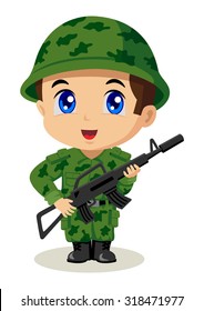 Cute cartoon illustration of a soldier