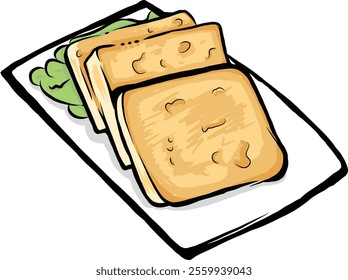 Cute Cartoon Illustration of Turnip Cake