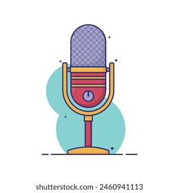 Cute cartoon illustration vector of microphone simple illustration