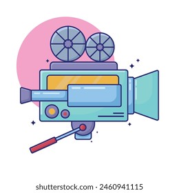 Cute cartoon illustration vector of shoting camera film