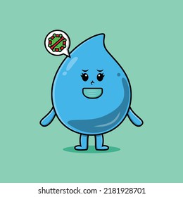 Cute cartoon illustration water drop using mask to prevent virus in cute modern style design