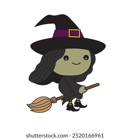 Cute cartoon illustration of a witch