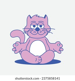 Cute Cartoon Illustration Yoga Cat
