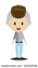 cute cartoon illustration of young people in stylish casual clothes