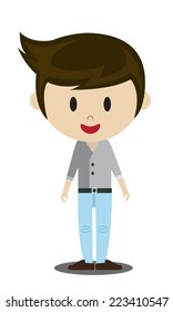 cute cartoon illustration of young people in stylish casual clothes