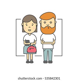 Cute cartoon illustration of young people