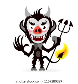  Cute cartoon imp. Funny emotions monsters. Halloween illustration