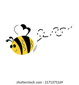 Cute cartoon insect bee isolated on white background 
