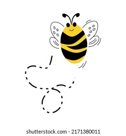 Cute cartoon insect bee isolated on white background 