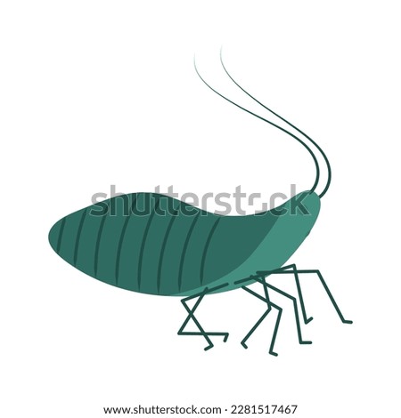 Cute cartoon insect character. Charming green bug. Baby illustration isolated on white background.