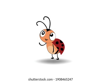 Cute cartoon insect face Vector illustration. cartoon Bug head sign, Flat style for graphic, web design, kid Icon, sticker, ladybug character