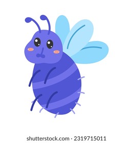 Cute cartoon insects with friendly faces illustration. Cute bugs and insects cartoon characters. Vector flying and crawling animals set