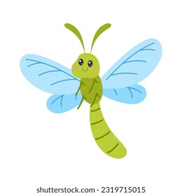 Cute cartoon insects with friendly faces illustration. Cute bugs and insects cartoon characters. Vector flying and crawling animals set