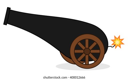 cute cartoon isolated cannon vector illustration on white background