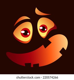 Cute cartoon Jack O Lantern in the dark