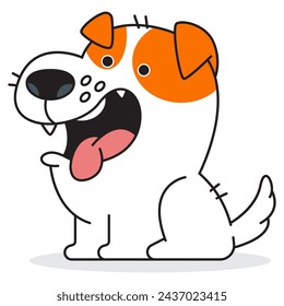 Cute cartoon jack russell puppy dog vector character illustration isolated on a white background.