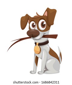 Cute Cartoon Jack Russell Terrier. Funny Dog. Vector illustration on white background