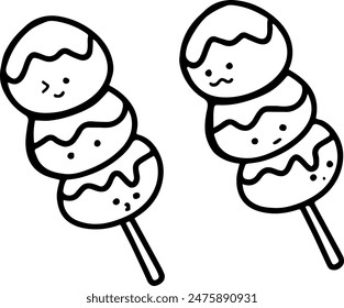 Cute Cartoon Japanese Street Food Vector Illustration | Minimalist Style