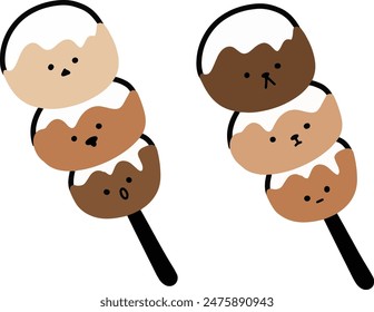Cute Cartoon Japanese Street Food Vector Illustration | Minimalist Style